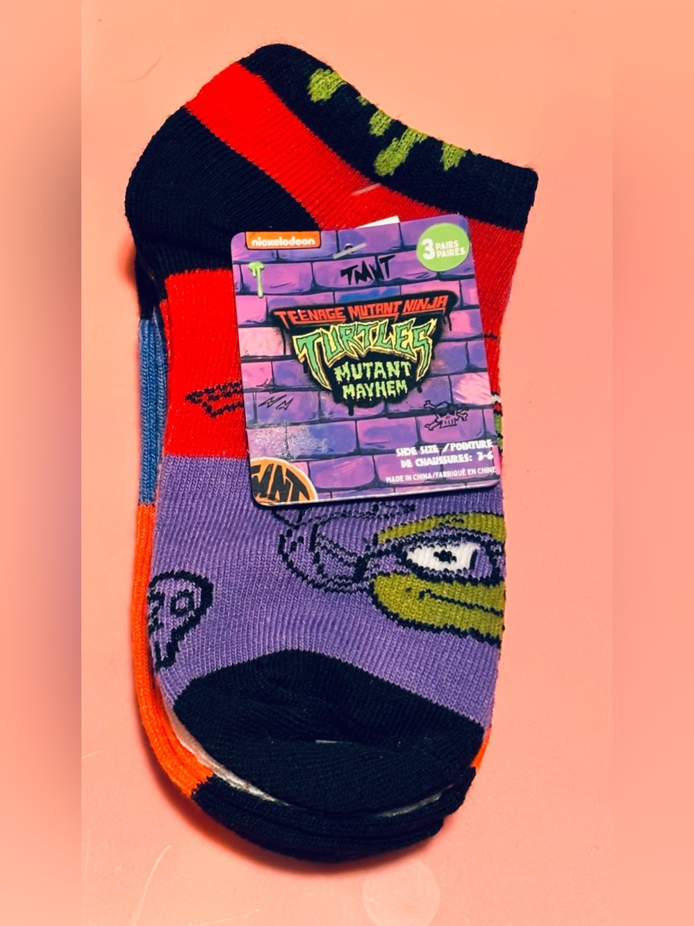 3-Pack of Boys Teenaged Mutant Ninja Turtles: Mutant Mayhem Ankle Socks